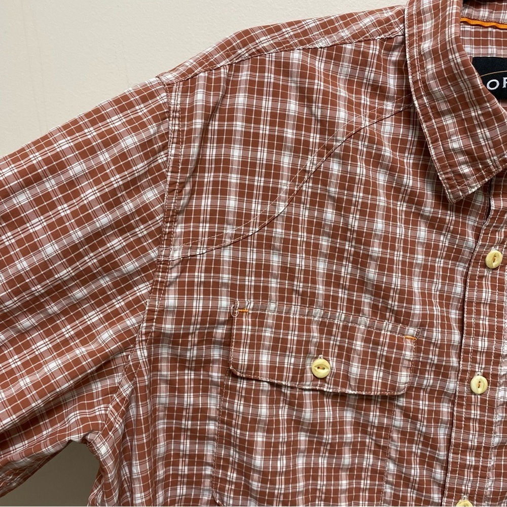 Orvis Men’s Large Sedona Red Plaid Lightweight Fishing Long Sleeve Button Down - Picture 4 of 11